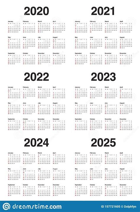 Year 2019 2020 2021 2022 2023 2024 Calendar Vector Design Template Vrogue
