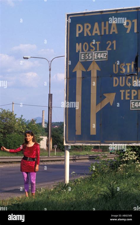 Czech Prostitute On The Road From Berlin To Prague On The Border