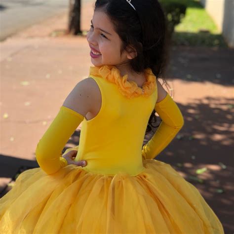 Fantasia Bela Fera Vestido Princesa Amarelo Longo Infantil No Elo7