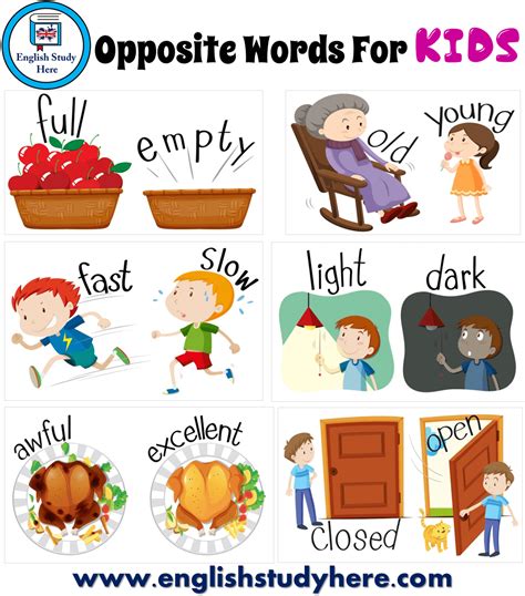 Opposite Words With Pictures For Kids