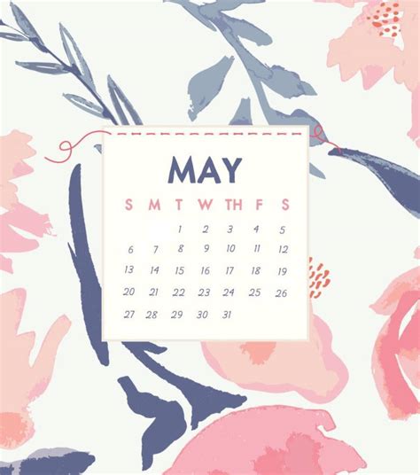 Download Watercolor May Calendar Wallpaper