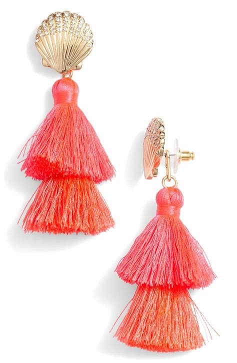 Lilly Pulitzer Shell Yeah Tassel Earrings Main Color Cosmic Coral