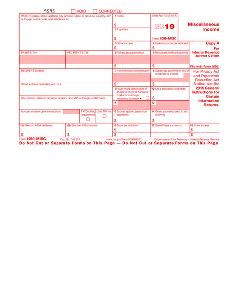 1099 Misc Form Printable And Fillable Pdf Template