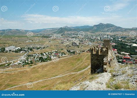 Genoese Fortress In Sudak Crimea A Bird S Eye View Of The Ruins Of An