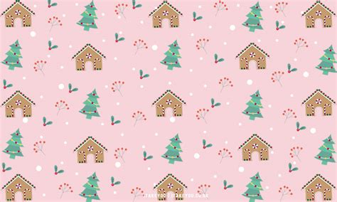 40+ Preppy Christmas Wallpaper Ideas : Mustard & Pink Christmas Tree