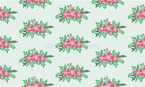 Cute Pink Rose Flower Pattern Background For Valentine With Leaf And