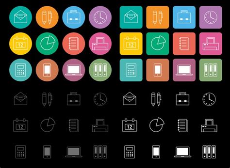 Free 12 Flat Office Line Icons Vector Titanui