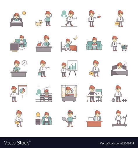 A pervert's daily life average 5 / 5 out of 3. Happy salaryman daily life routine pack Royalty Free Vector