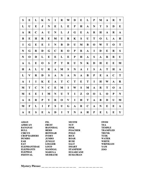 An Elephant A Day Elephant No 268 Word Search Puzzle