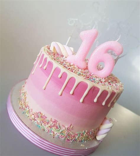 Ombre 16th Pink Drip Cake Sweet 16 Birthday Cake 16th Birthday Cake
