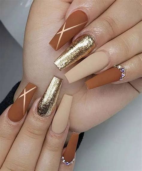 21 Trendy Coffin Nails Design Ideas 18 Brown Nails Design Winter Nail Designs Coffin Nails