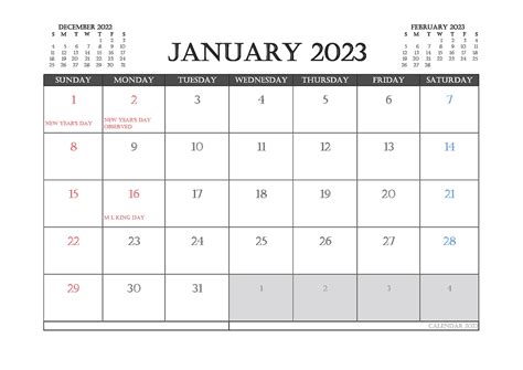 Printable January 2023 Calendar 6 Free Download And Print For You