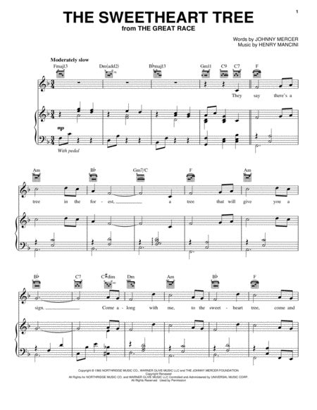 The Sweetheart Tree By Henry Mancini Piano Vocal Guitar Digital Sheet Music Sheet Music Plus