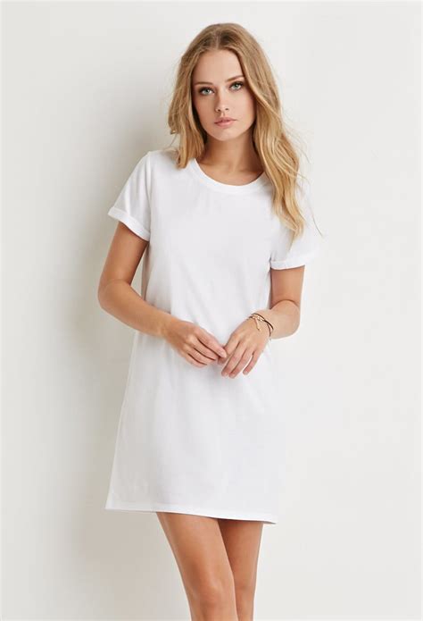 Forever 21 Cotton T Shirt Dress In White Lyst