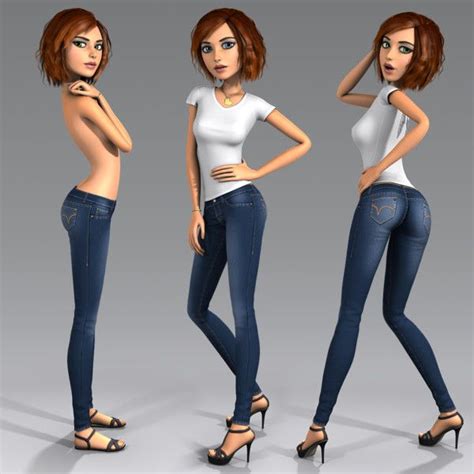 3ds Max Cartoon Character Young Woman Angie Cartoon Girl Rigged By Dmk76 Diseño De