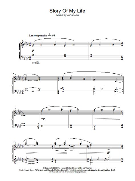 The story of my life. Story Of My Life Sheet Music | John Lunn | Piano