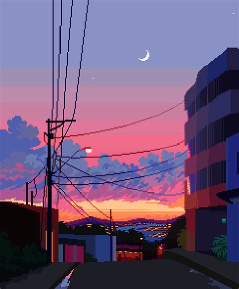 Aesthetic Pixel Art City Moonset Me Pixel Art 2019