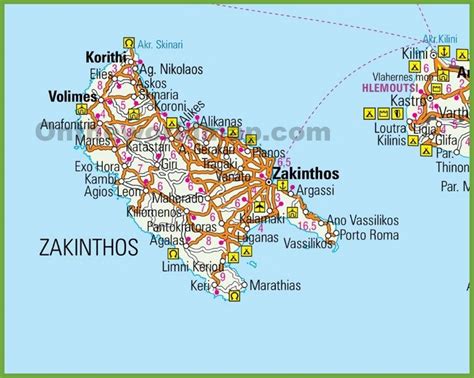 Zakynthos Tourist Map Tourist Map Zakynthos Map