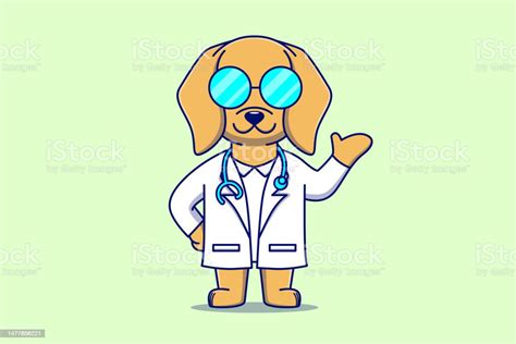 Cute Dog Doctor With Stethoscope Vector Cartoon Stock Illustration