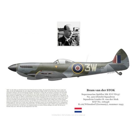 Sl Bram Van Der Stok Spitfire Mk Xvi Td137 No 322 Dutch Squadron