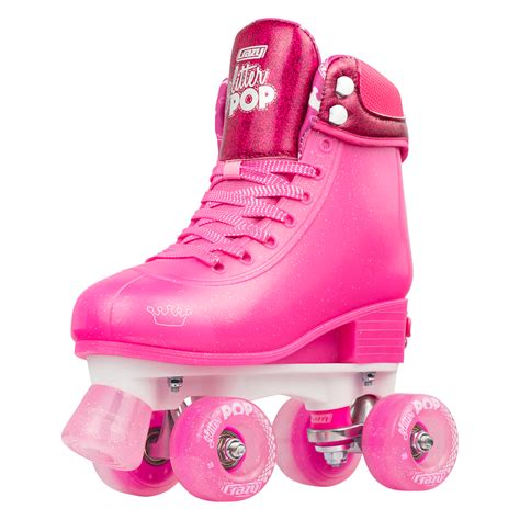 CRAZY Glitter Pink POP Size J OR Adjustable Roller Skates