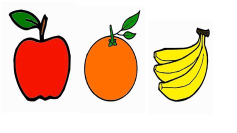 How To Draw Apple Orange And Banana For Beginners Drawing For