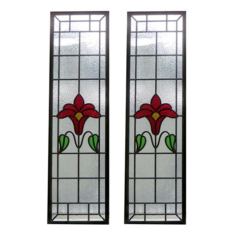 Traditional Art Nouveau Stained Glass Panels From Period Home Style