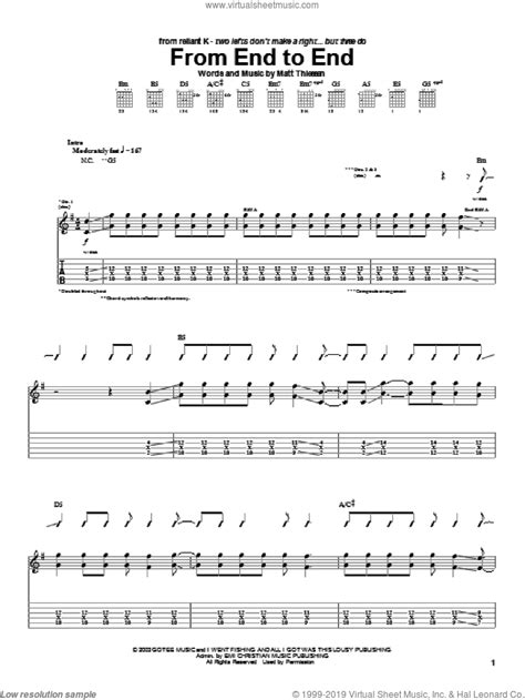 From End To End Sheet Music For Guitar Tablature Pdf