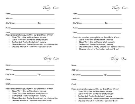 door prize form drawing slips   page
