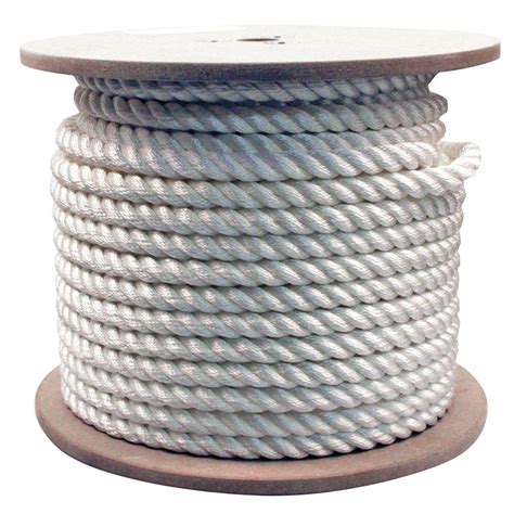 Rope King 34 In X 200 Ft Twisted Nylon Rope White Tn 34200 The