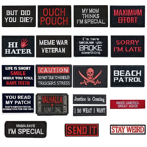 Axen 20 Pieces Tactical Morale Patch Funny Loop And Hook Patches Full