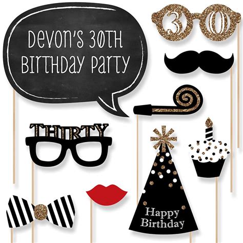 Adult 30th Birthday 20 Piece Photo Booth Props Kit