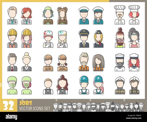 Jobs Occupation Avatar Vector Icons Set Stock Vector Image And Art Alamy