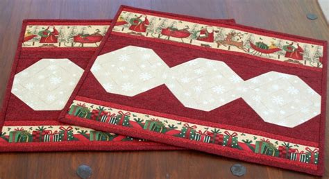 Christmas Placemats Quilted Placemats Santa Table Mats Red