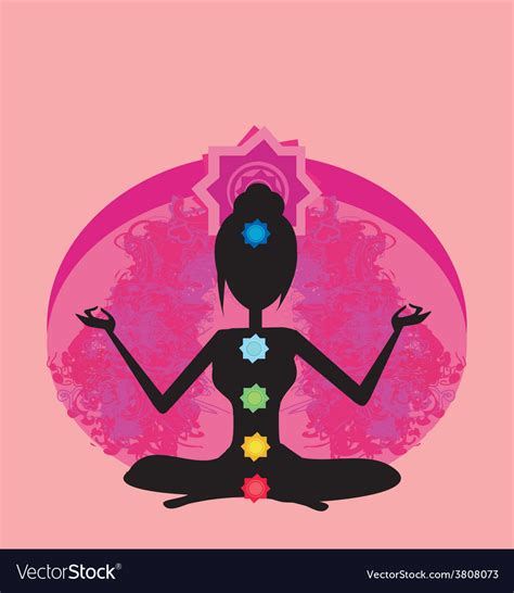 Yoga Lotus Pose Padmasana With Colored Chakra Vector Image