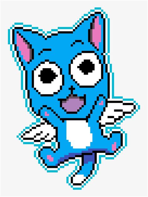Happy The Dragon Cat Fairy Tail Happy Pixel Art 1200x1200 Png