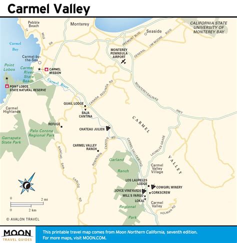 Printable Travel Maps Of Coastal California Moon Com At Carmel Map