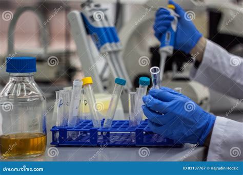 Modern Scientist Working In Biotechnological Laboratory Stock Image