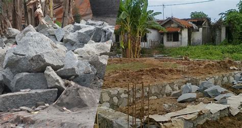 Pekerjaan Pondasi Batu Belah Background Konstruksi Sipil