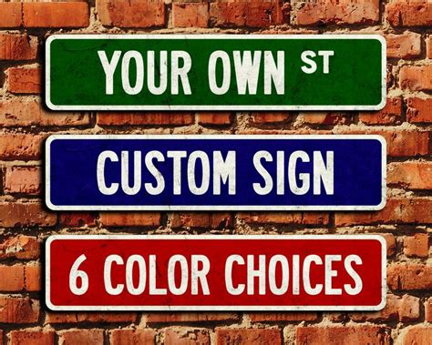 Street Sign Custom Color Distressed Finish Personalized Name Etsy