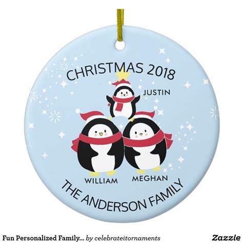 Each penguin is personalized with a name and we personalize the bottom of the igloo with one line of text. Fun Personalized Family Of 3 Penguins Christmas Ceramic ...