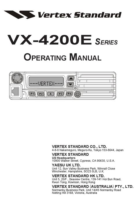 Vertex Standard Vx 4200e Series Operating Manual Pdf Download Manualslib