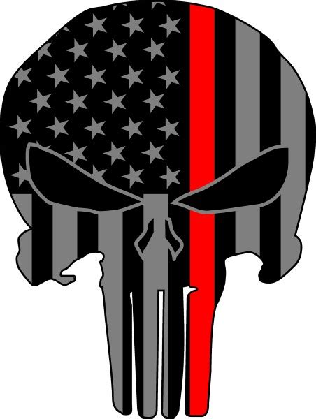 Thin Red Line American Flag Punisher Decal Sticker 74