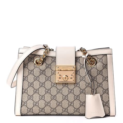 Gucci Gg Supreme Monogram Small Padlock Shoulder Bag White 561388