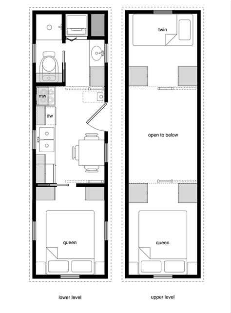 A Three Full Bed Tiny House Design Floor Plan With A Twin And Queen