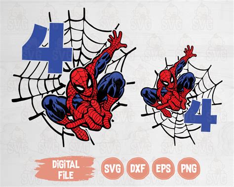 Spiderman Age 4 Shooting Web with Kids Age - Svg Baby