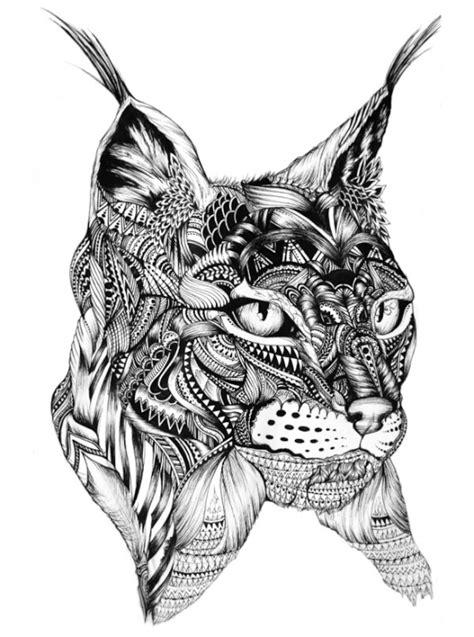 Abstract Lynx Print Animal Art Pen Artwork Designs And Etsy Australia