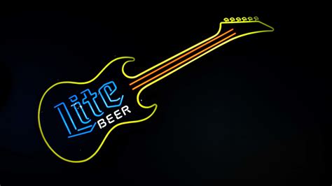 Miller Lite Beer Neon Guitar Sign G415 The Eddie Vannoy Collection 2020