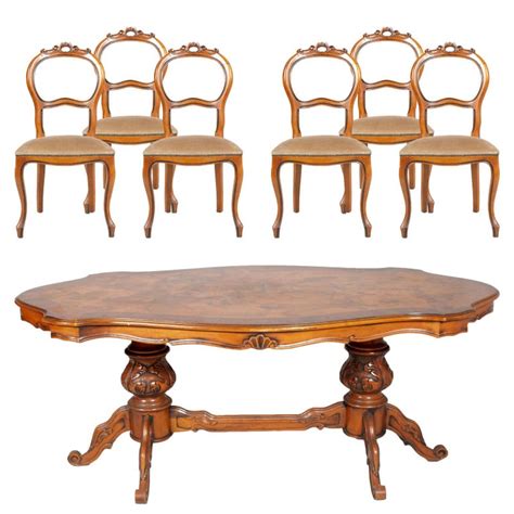 Pieces feature rich okema mahogany veneers on hardwoods. Baroque Ferrarese Period Art Deco Dining Table with Six ...