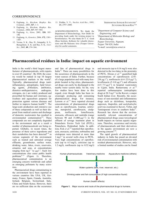 PDF Pharmaceutical Residues In India Impact On Aquatic Environment